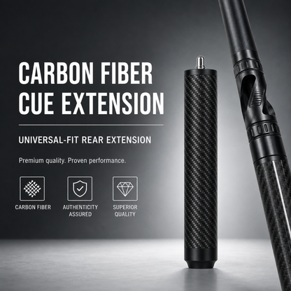 186mm carbon fiber pool cue rear extension available in red, black and purple.
