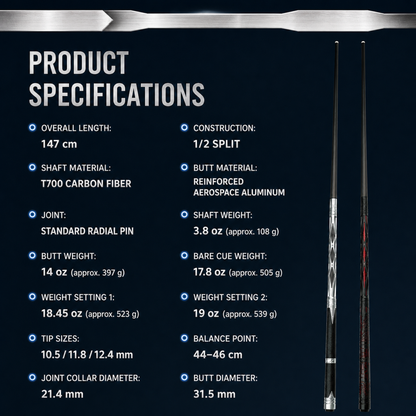 LANZEY Stellar T700 Carbon Fiber & Aluminum Cue Set