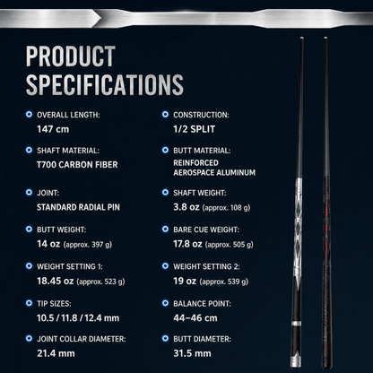 LANZEY Stellar T700 Carbon Fiber & Aluminum Pool Cue - LANZEY